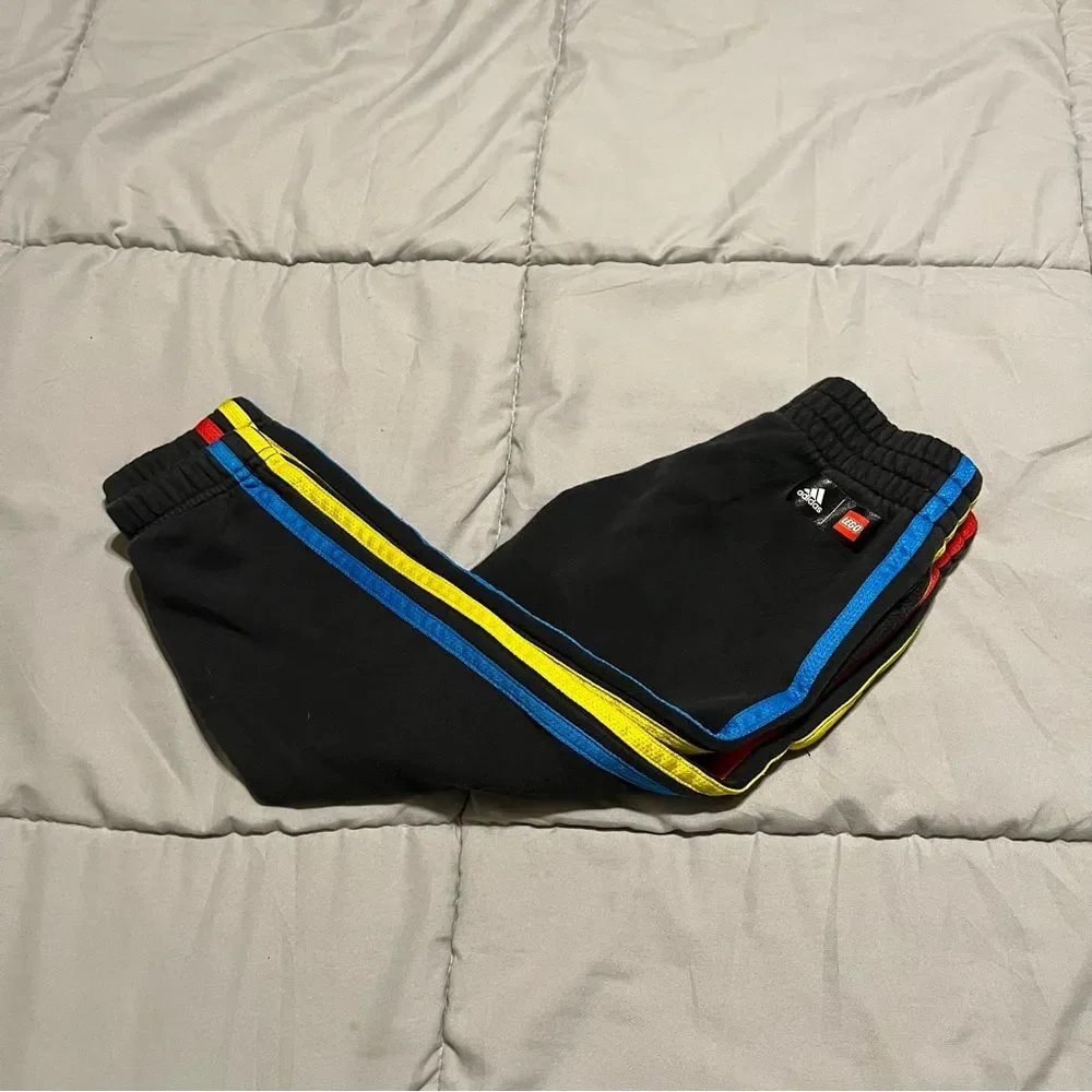 Lego Adidas Hoops Sweat Pants Boys 4T Joggers Black Red Yellow Blue Basketball